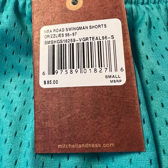 Mitchell & Ness Vancouver Grizzlies 1996/97 Road Swingman Shorts NWT Small - Picture 3 of 5